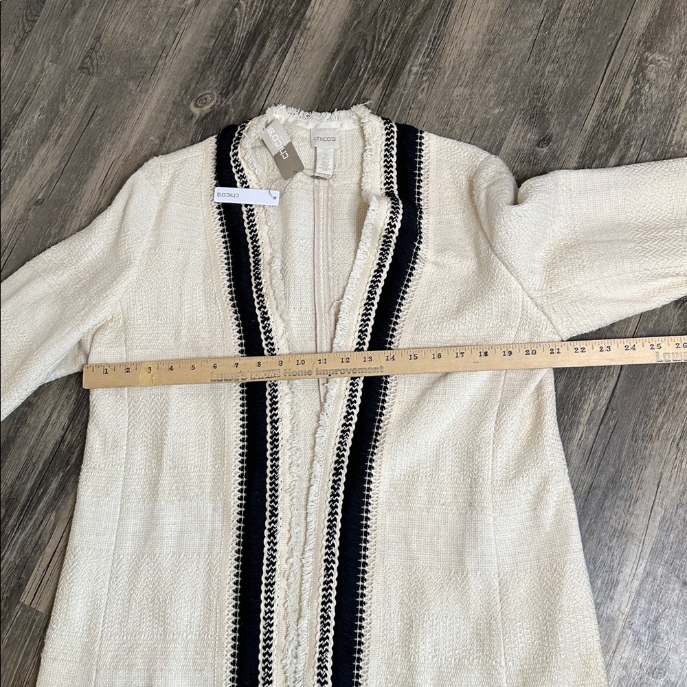 Chico’s Cream Cardigan with Black Accents size large - Picture 9 of 12